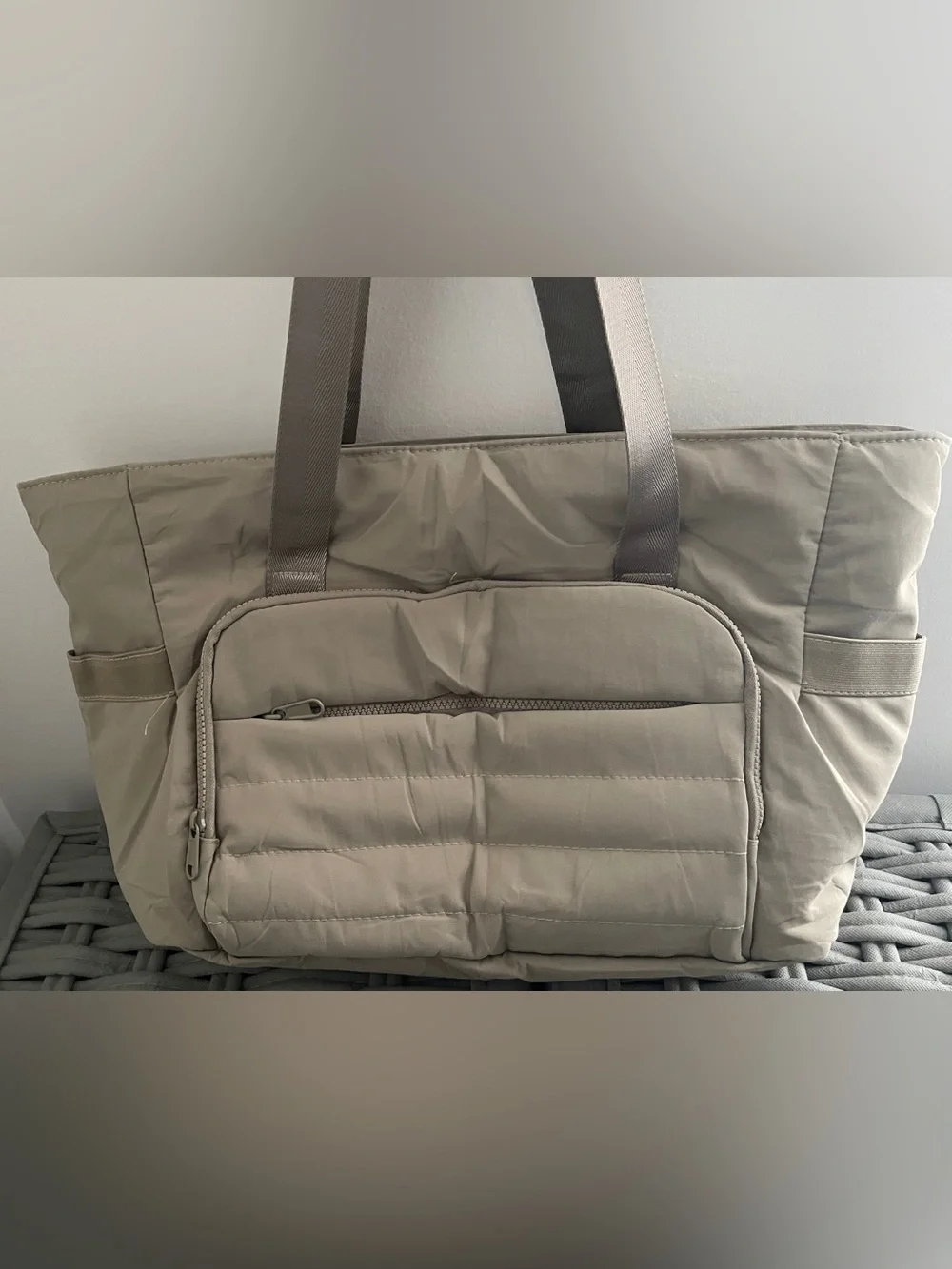 Beige Puffy Gym Yoga Tote Bag